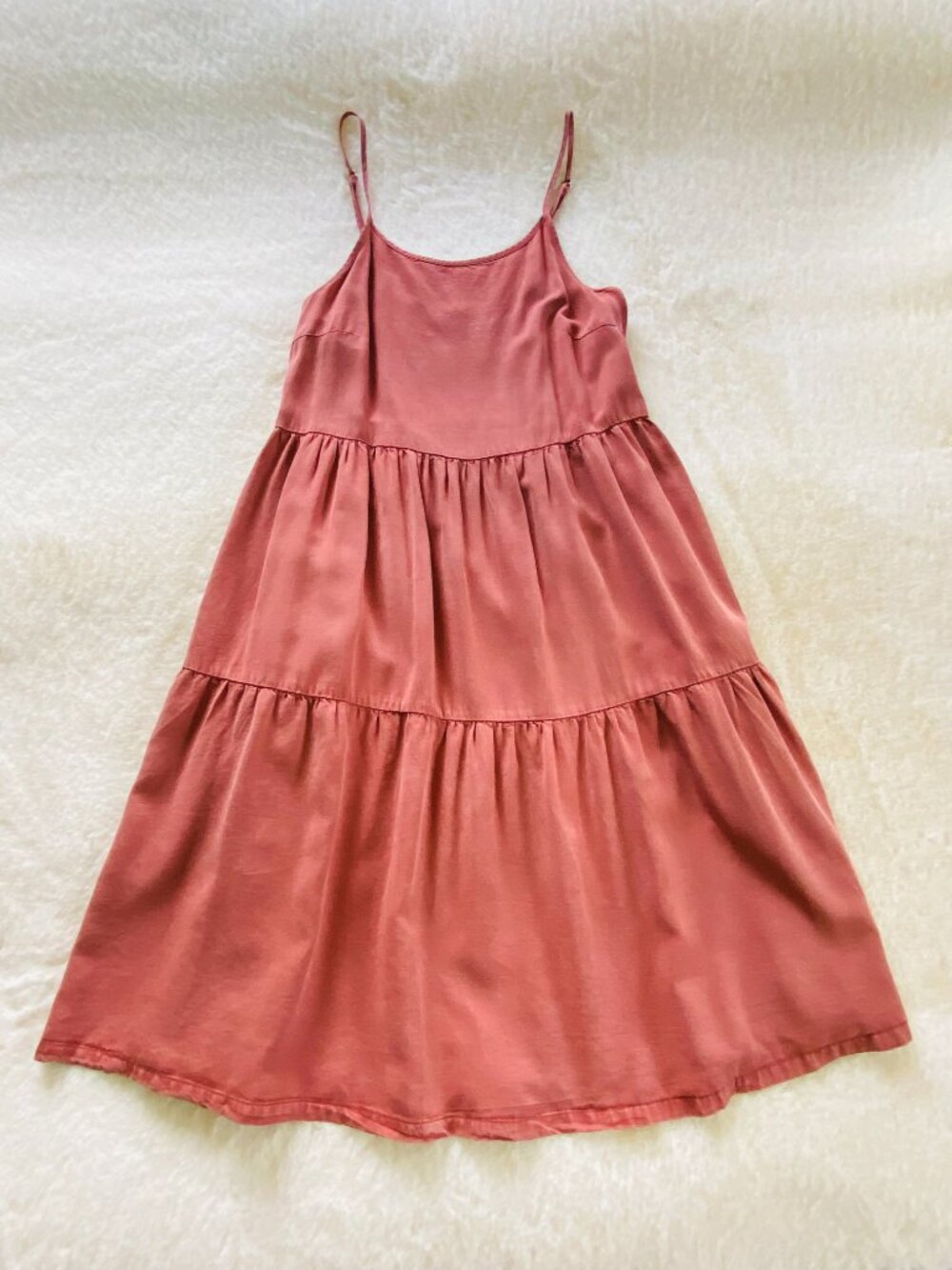 Wishlist Apparel Rust Colored Mineral Wash Tiered Tank Dress size S/M Boho